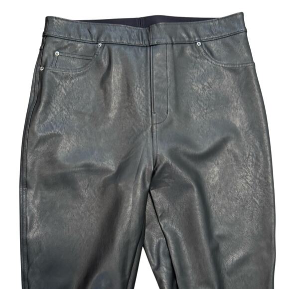 Spanx Faux Leather Ankle Skinny Leggings Black Shaping Control Women's Large - Picture 2 of 6